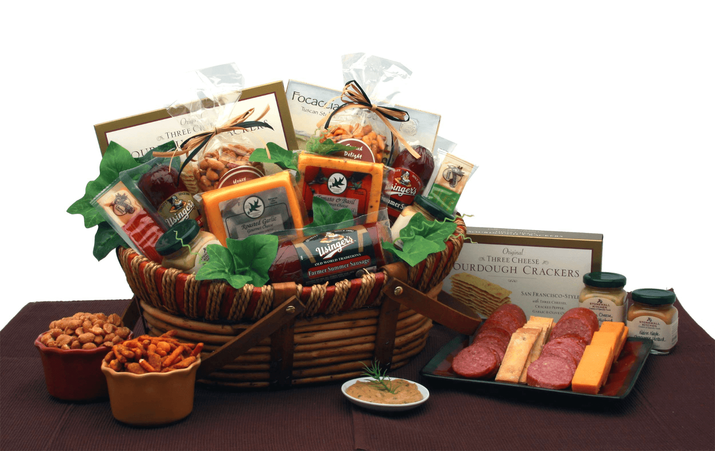 Savory Favorites Meat and Cheese Gift Basket - meat and cheese gift baskets,