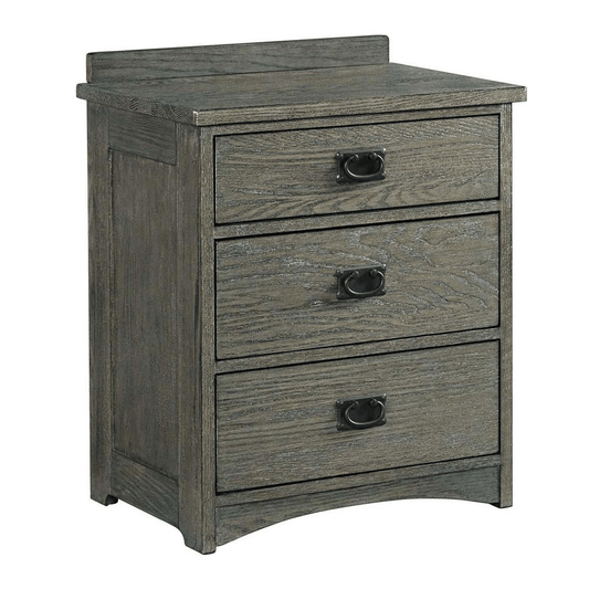 3 Drawer Nightstand in Brushed Pewter 