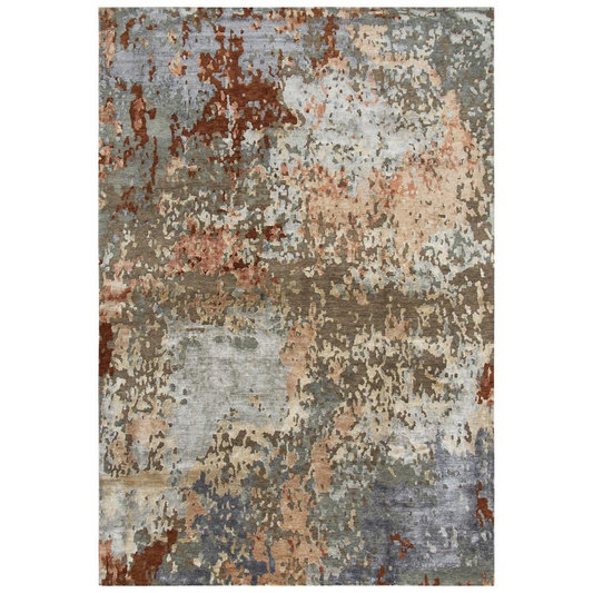 Hand Knotted Cut Pile Wool/ Viscose Rug, 10' x 14'