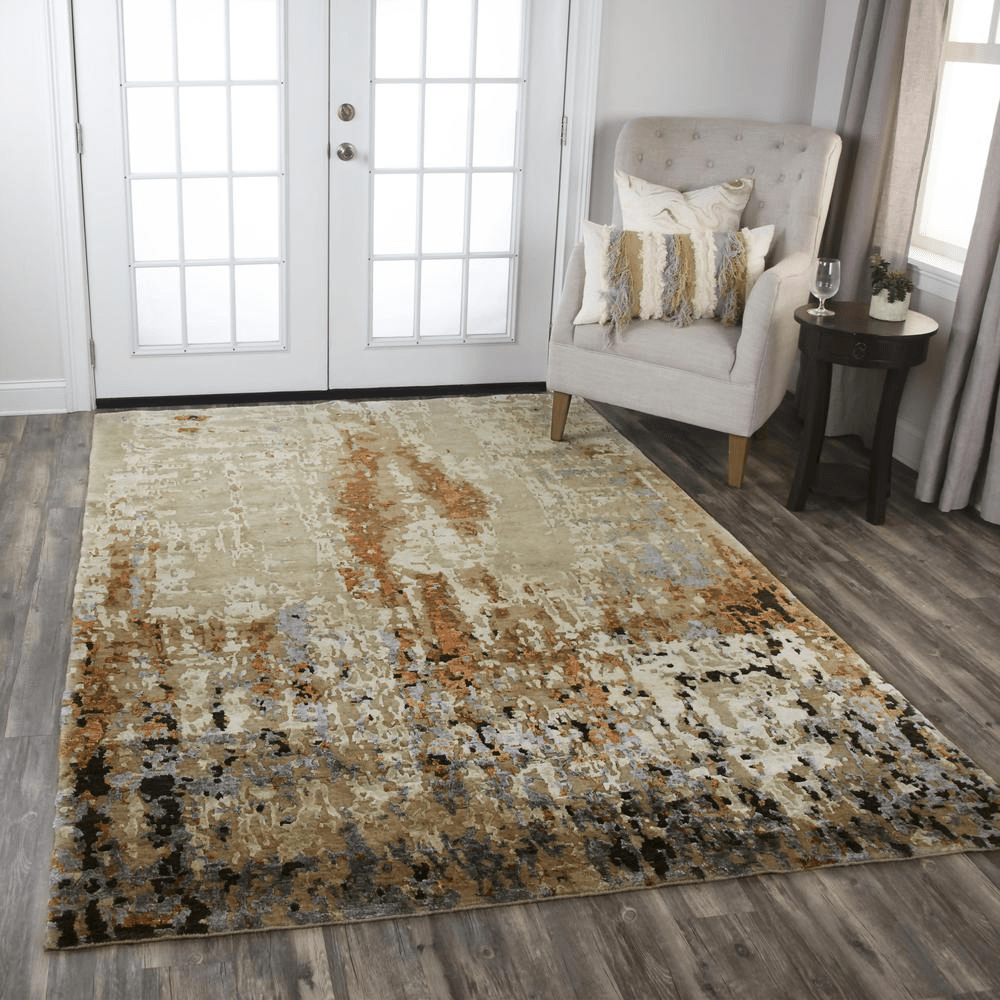 Hand Knotted Cut Pile Wool/ Viscose Rug, 10' x 14',