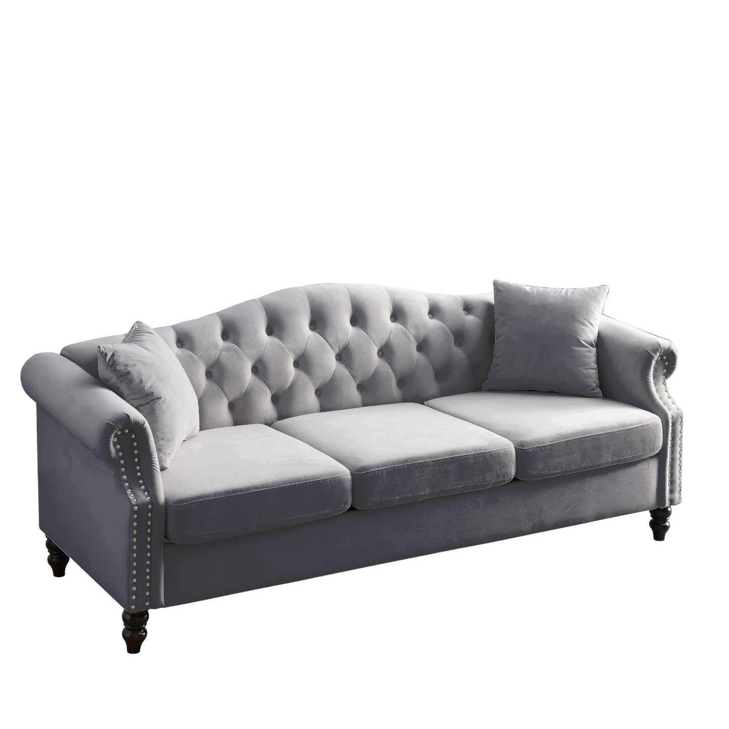 3-seater + 3-seater Combination sofa.Grey Velvet