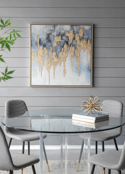 39.5" x 39.5" Modern Oil Painting, Square Framed Wall Art for Living Room Dining Room Office 