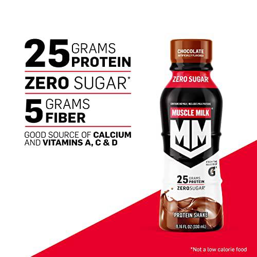 Muscle Milk Pro Advanced Nutrition Protein Shake, Knockout Chocolate, 11.16 Fl Oz (Pack of 12), 32g Protein, 1g Sugar, 16 Vitamins & Minerals, 5g Fiber, Workout Recovery, Energizing Snack, Packaging May Vary,