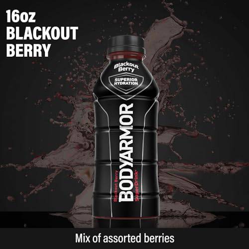 BODYARMOR Sports Drink Sports Beverage, Blackout Berry, Coconut Water Hydration, Natural Flavors With Vitamins, Potassium-Packed Electrolytes, Perfect For Athletes, 16 Fl Oz (Pack of 12),