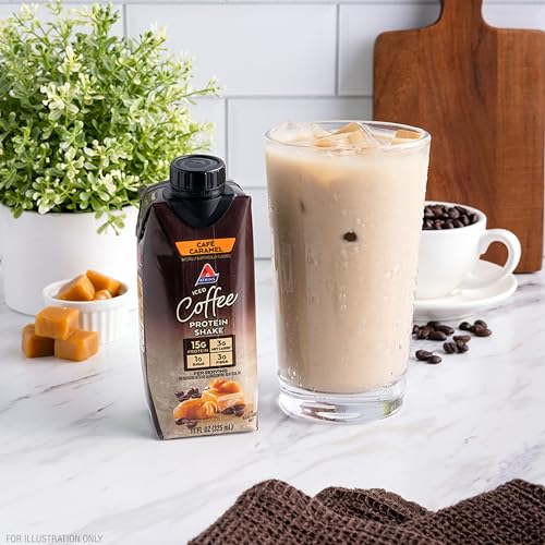 Atkins Café au Lait Iced Coffee Protein Shake, 15g Protein, Low Glycemic, 3g Net Carb, 1g Sugar, Keto Friendly, 12 Count,