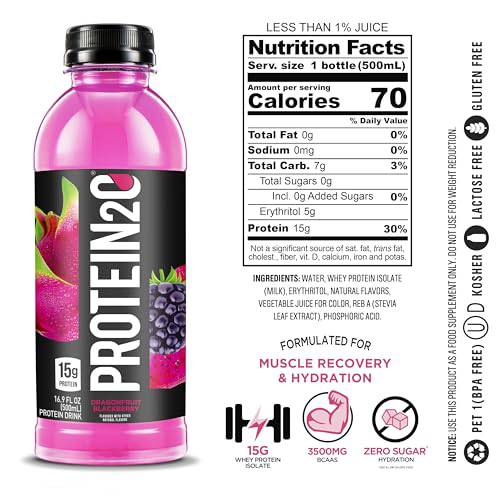 Protein2o 15g Whey Protein Isolate Infused Water, Ready To Drink, Gluten Free, Lactose Free, No Artificial Sweeteners, Flavor Fusion Variety Pack, 16.9 oz Bottle (Pack of 12),