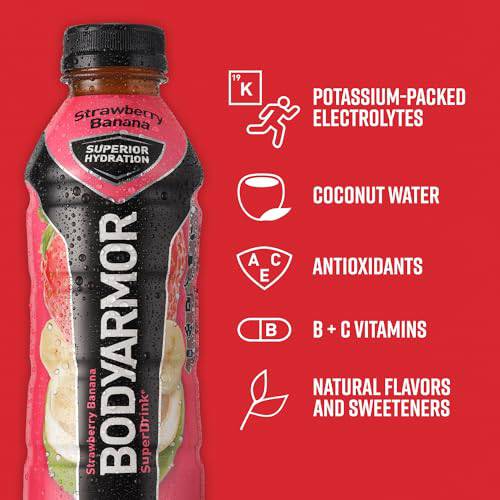 BODYARMOR Sports Drink Sports Beverage, Blackout Berry, Coconut Water Hydration, Natural Flavors With Vitamins, Potassium-Packed Electrolytes, Perfect For Athletes, 16 Fl Oz (Pack of 12),