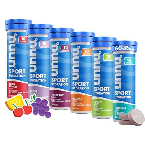 Nuun Sport Electrolyte Tablets for Proactive Hydration, Variety Pack, 6 Pack (60 Servings),