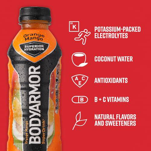 BODYARMOR Sports Drink Sports Beverage, Blackout Berry, Coconut Water Hydration, Natural Flavors With Vitamins, Potassium-Packed Electrolytes, Perfect For Athletes, 16 Fl Oz (Pack of 12),