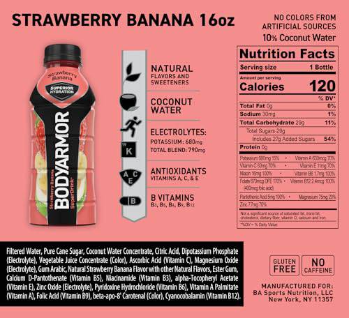 BODYARMOR Sports Drink Sports Beverage, Blackout Berry, Coconut Water Hydration, Natural Flavors With Vitamins, Potassium-Packed Electrolytes, Perfect For Athletes, 16 Fl Oz (Pack of 12),