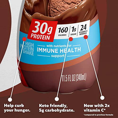 Premier Protein Shake, Chocolate, 30g Protein 1g Sugar 24 Vitamins Minerals Nutrients to Support Immune Health, 11.5 fl oz (Pack of 12),