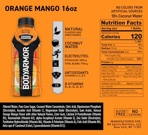 BODYARMOR Sports Drink Sports Beverage, Blackout Berry, Coconut Water Hydration, Natural Flavors With Vitamins, Potassium-Packed Electrolytes, Perfect For Athletes, 16 Fl Oz (Pack of 12),