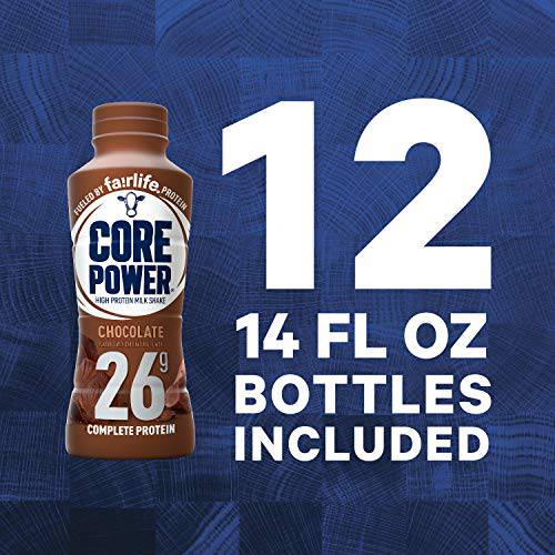 Core Power Fairlife 26g Protein Milk Shakes, Liquid Ready To Drink for Workout Recovery, Chocolate, 14 Fl Oz Bottle (Pack of 12),