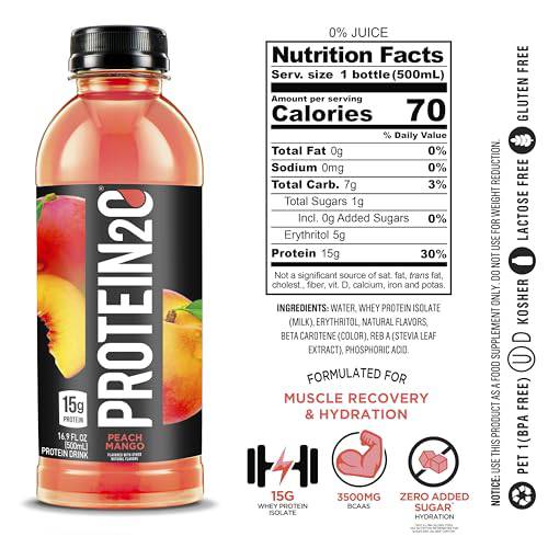 Protein2o 15g Whey Protein Isolate Infused Water, Ready To Drink, Gluten Free, Lactose Free, No Artificial Sweeteners, Flavor Fusion Variety Pack, 16.9 oz Bottle (Pack of 12),