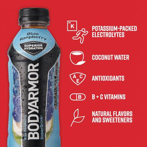 BODYARMOR Sports Drink Sports Beverage, Blackout Berry, Coconut Water Hydration, Natural Flavors With Vitamins, Potassium-Packed Electrolytes, Perfect For Athletes, 16 Fl Oz (Pack of 12),