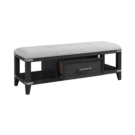 52" Bench w/Drawer in Weathered Steel 