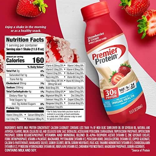 Premier Protein Shake, Chocolate, 30g Protein 1g Sugar 24 Vitamins Minerals Nutrients to Support Immune Health, 11.5 fl oz (Pack of 12),