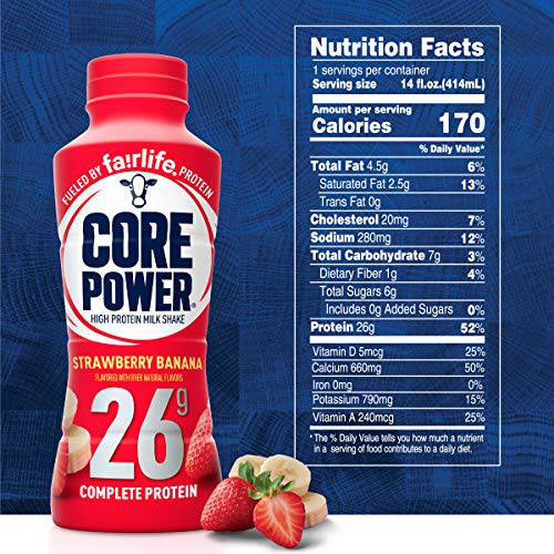 Core Power Fairlife 26g Protein Milk Shakes, Liquid Ready To Drink for Workout Recovery, Chocolate, 14 Fl Oz Bottle (Pack of 12),