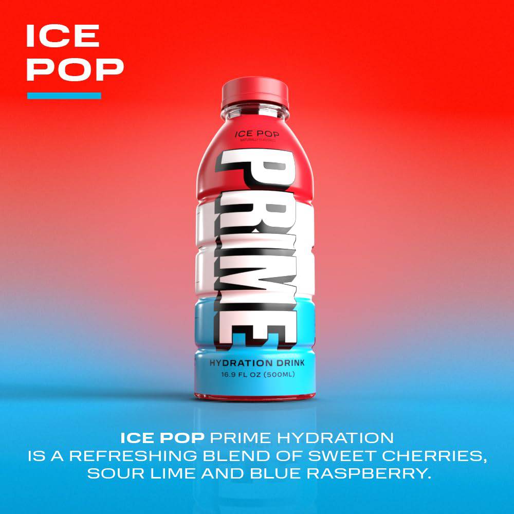 PRIME Hydration BLUE RASPBERRY | Sports Drinks | Electrolyte Enhanced for Ultimate Hydration | 250mg BCAAs | B Vitamins | Antioxidants | 2g Of Sugar | 16.9 Fluid Ounce | 12 Pack,