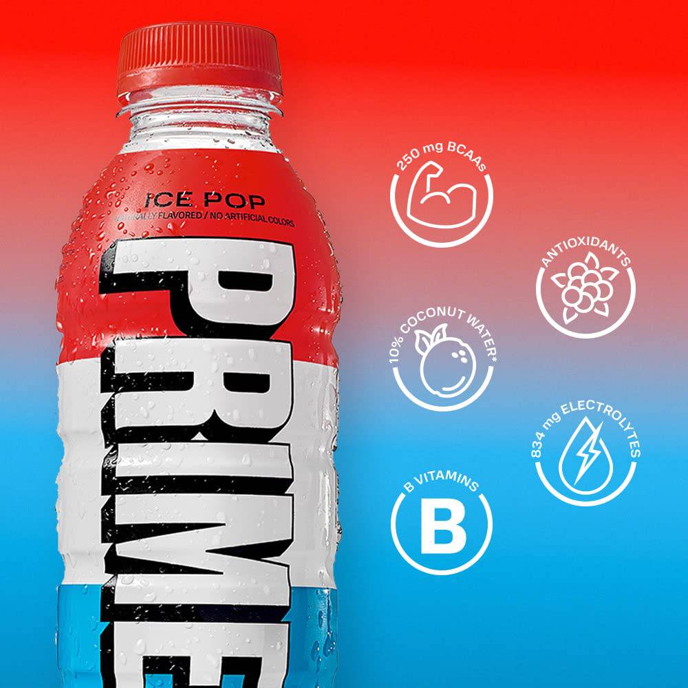 PRIME Hydration BLUE RASPBERRY | Sports Drinks | Electrolyte Enhanced for Ultimate Hydration | 250mg BCAAs | B Vitamins | Antioxidants | 2g Of Sugar | 16.9 Fluid Ounce | 12 Pack,