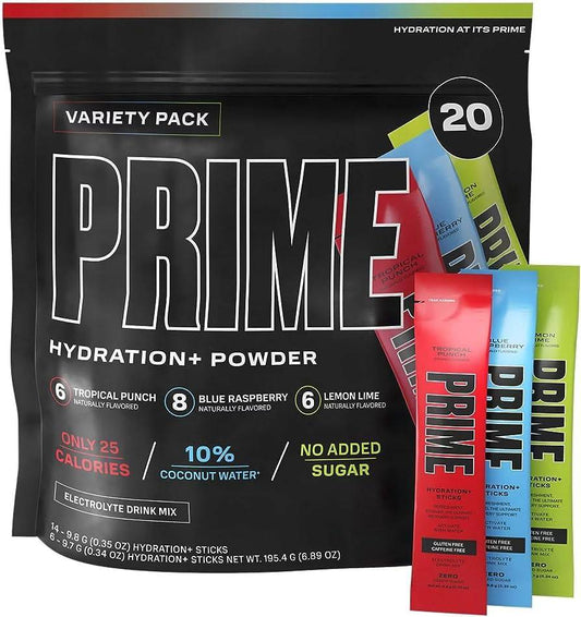 Prime Hydration+ Electrolyte Powder Mix Sticks Variety Pack (20 pk.),