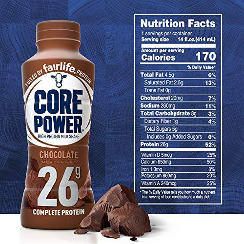 Core Power Fairlife 26g Protein Milk Shakes, Liquid Ready To Drink for Workout Recovery, Chocolate, 14 Fl Oz Bottle (Pack of 12),