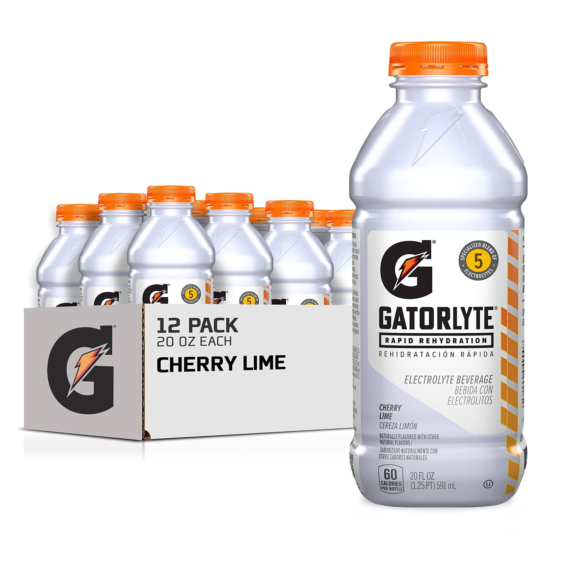 Gatorlyte Rapid Rehydration Electrolyte Beverage, Cherry Lime, 20 Oz Bottles (Pack of 12),