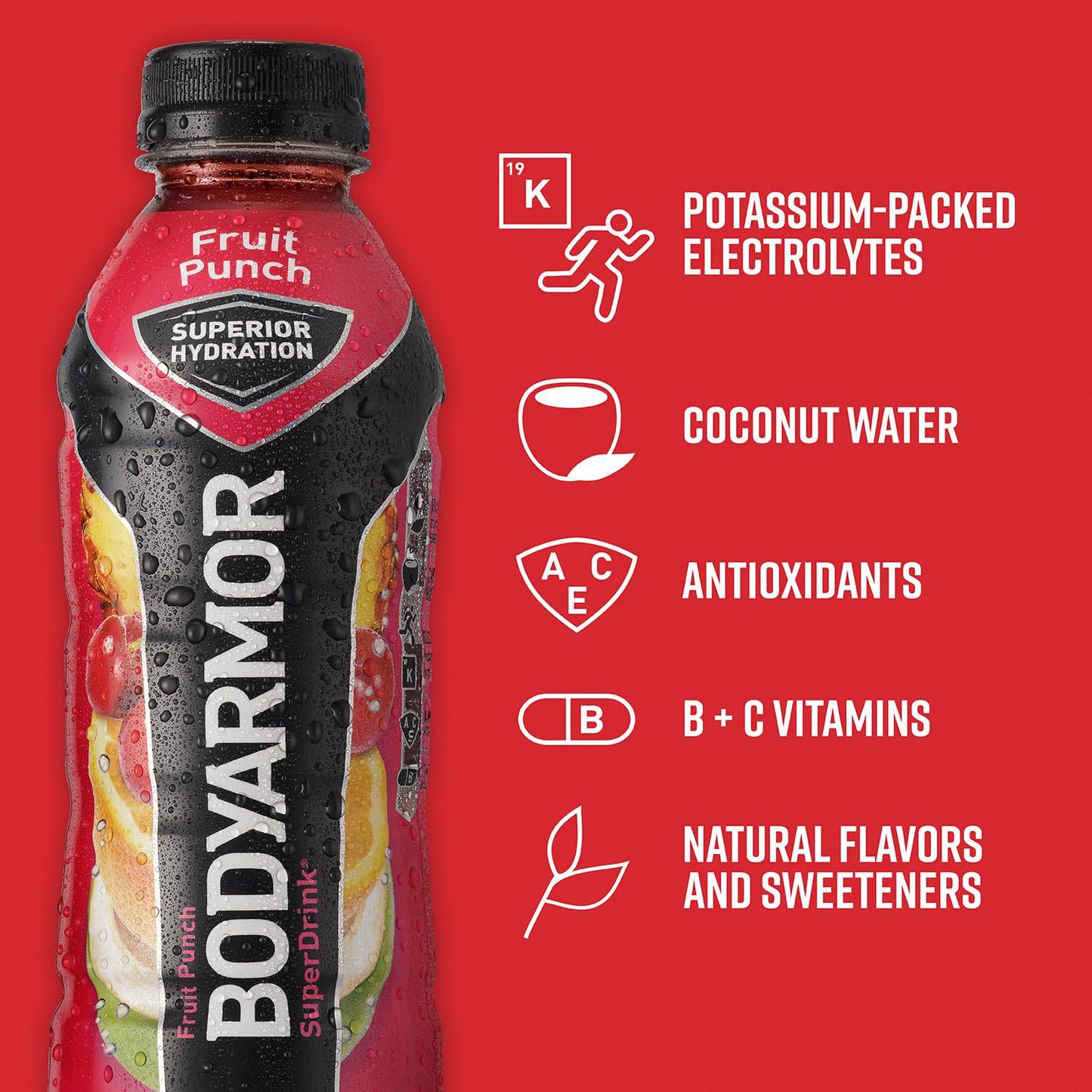 BODYARMOR Sports Drink Sports Beverage, Blackout Berry, Coconut Water Hydration, Natural Flavors With Vitamins, Potassium-Packed Electrolytes, Perfect For Athletes, 16 Fl Oz (Pack of 12),