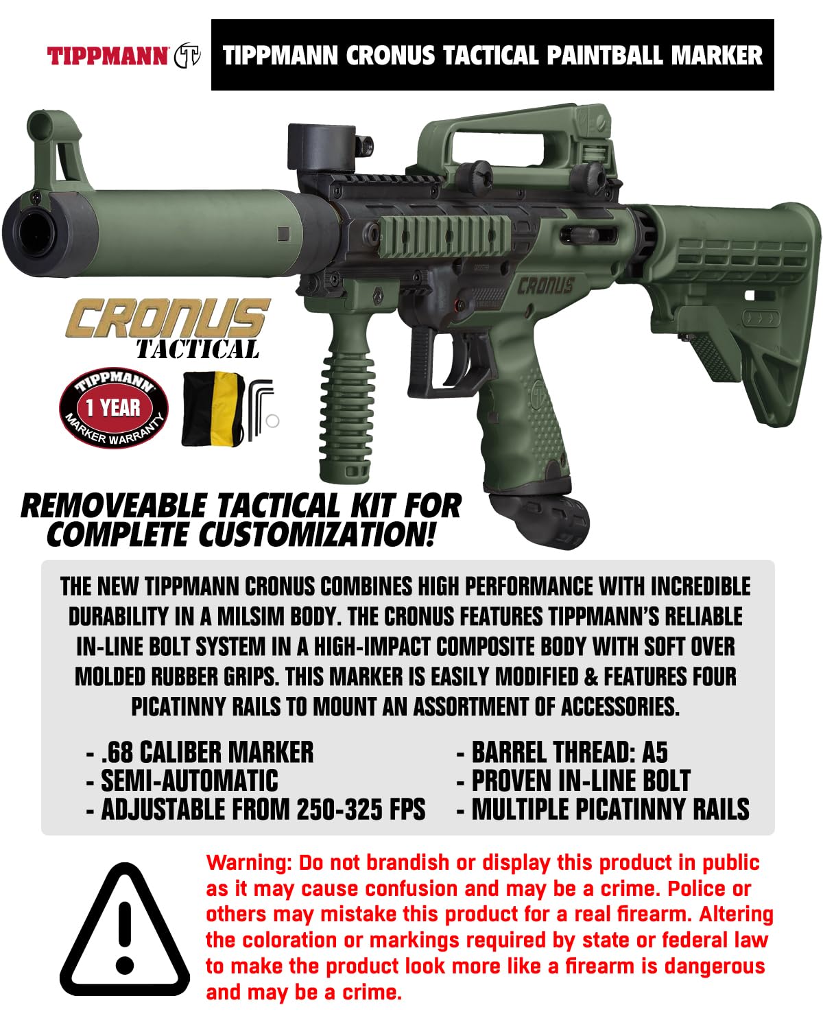 Maddog Tippmann Cronus Tactical Protective Paintball Gun Marker Starter Package