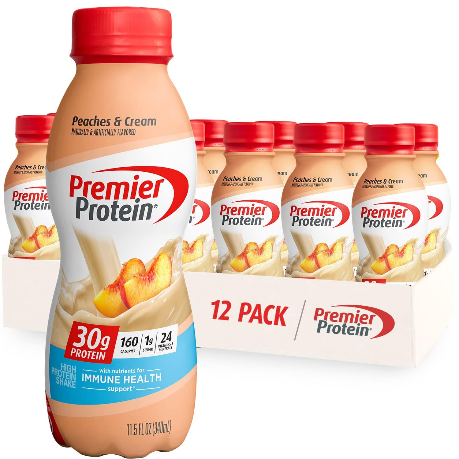 Premier Protein Shake, Chocolate, 30g Protein 1g Sugar 24 Vitamins Minerals Nutrients to Support Immune Health, 11.5 fl oz (Pack of 12),