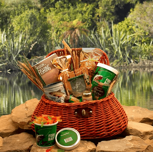 The Fisherman's Fishing Creel Gift Basket  - fishing gift basket,