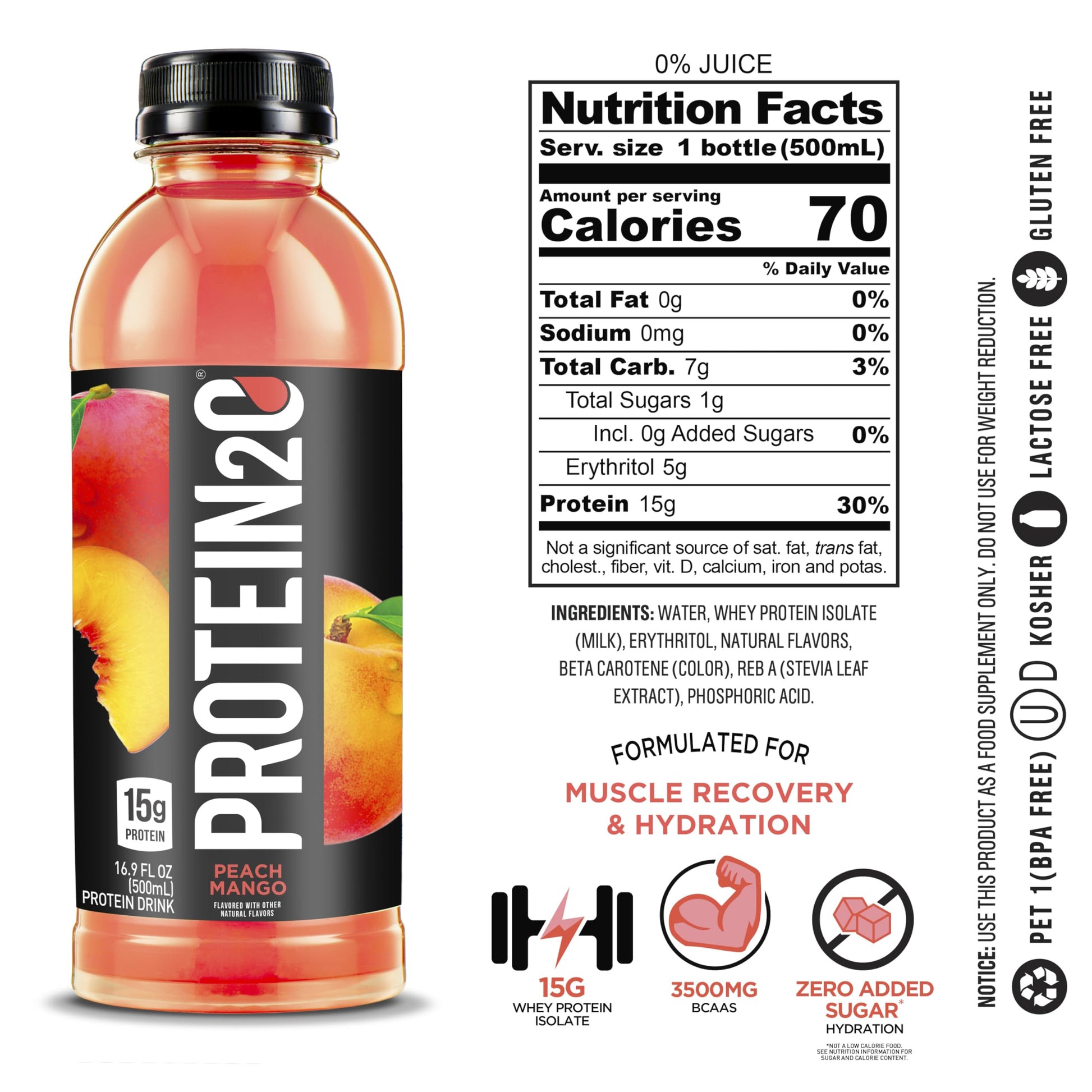 Protein2o 15g Whey Protein Isolate Infused Water, Ready To Drink, Gluten Free, Lactose Free, No Artificial Sweeteners, Flavor Fusion Variety Pack, 16.9 oz Bottle (Pack of 12),