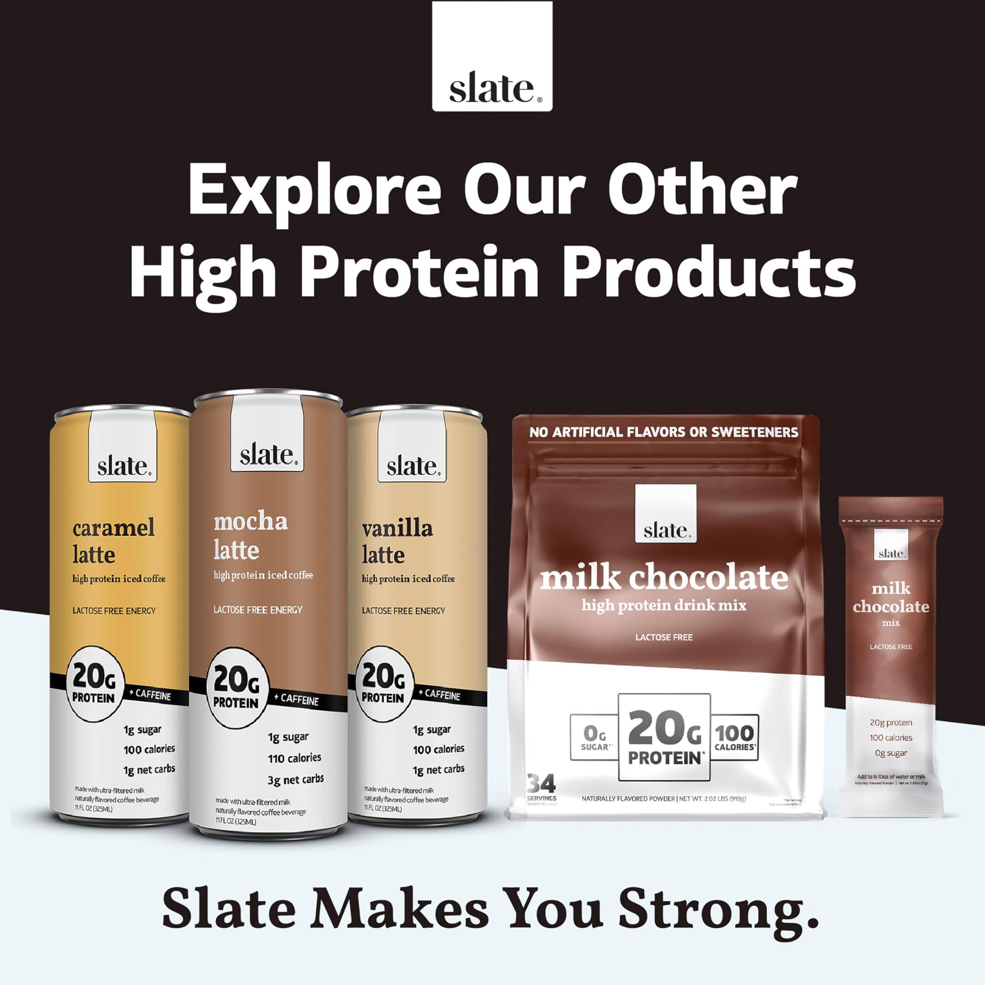 Slate Milk - High Protein Milk Shake - Core Variety Pack - Classic Chocolate, Dark Chocolate, French Vanilla - Lactose Free, 20g Protein, 1g Sugar, 100 Calories, 1-2g Net Carbs - 11 fl oz, 12 Cans,