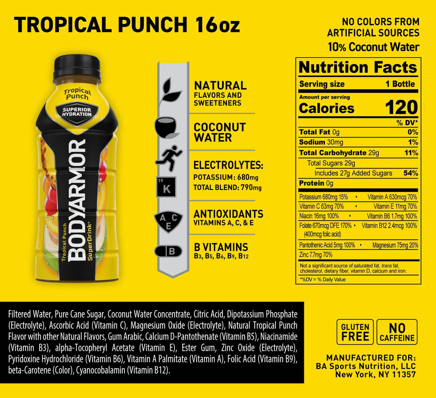 BODYARMOR Sports Drink Sports Beverage, Blackout Berry, Coconut Water Hydration, Natural Flavors With Vitamins, Potassium-Packed Electrolytes, Perfect For Athletes, 16 Fl Oz (Pack of 12),