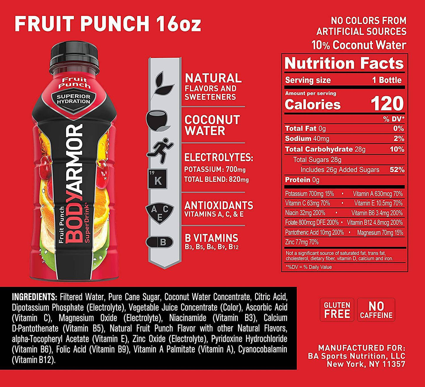 BODYARMOR Sports Drink Sports Beverage, Blackout Berry, Coconut Water Hydration, Natural Flavors With Vitamins, Potassium-Packed Electrolytes, Perfect For Athletes, 16 Fl Oz (Pack of 12),