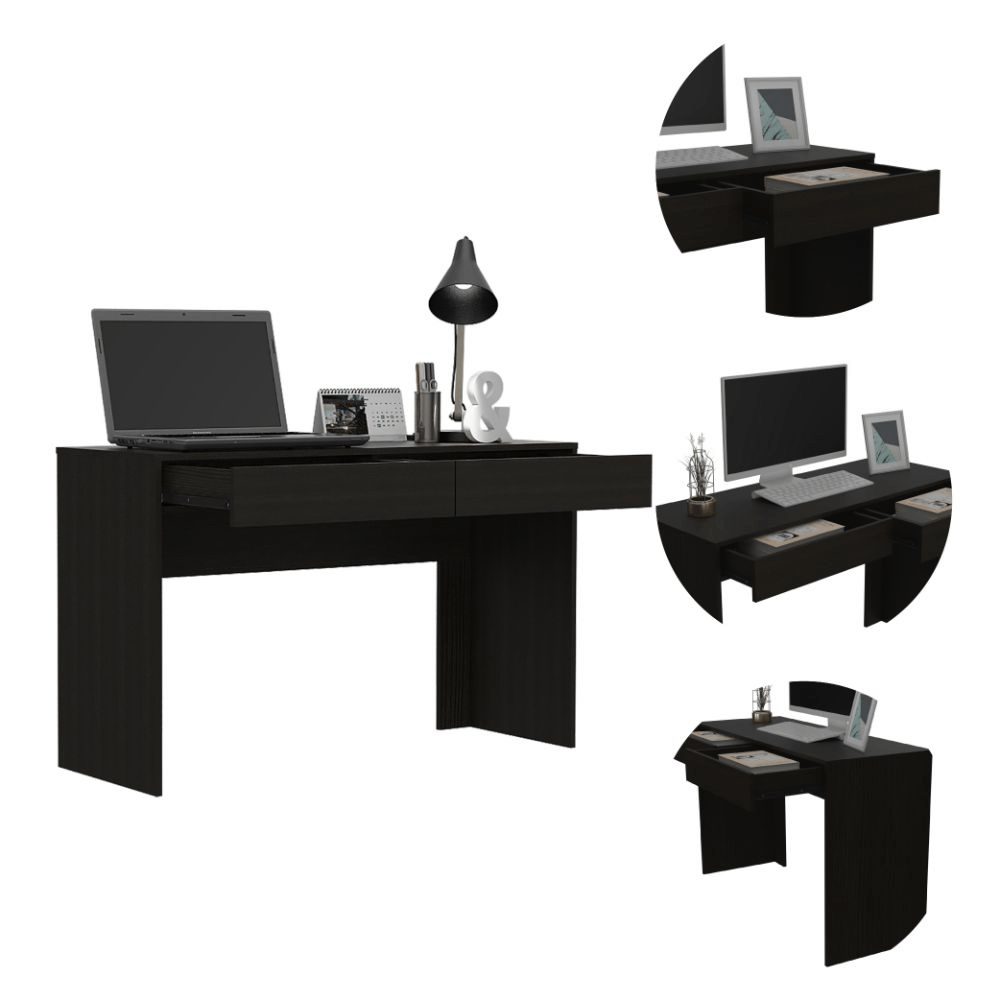 Computer Desk Aberdeen, Two Drawers, Black Wengue Finish 