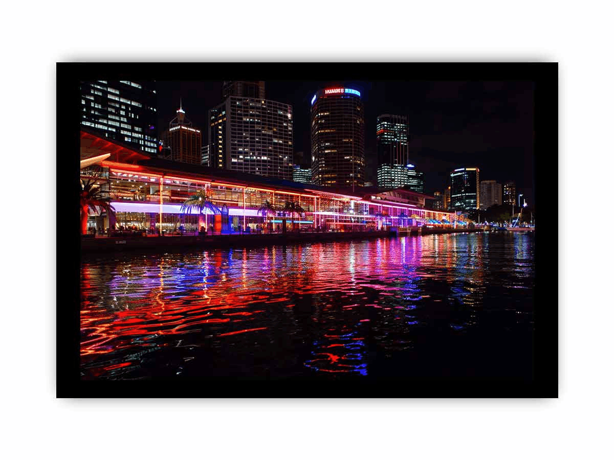 Darling Harbour Sydney Night Framed Print 