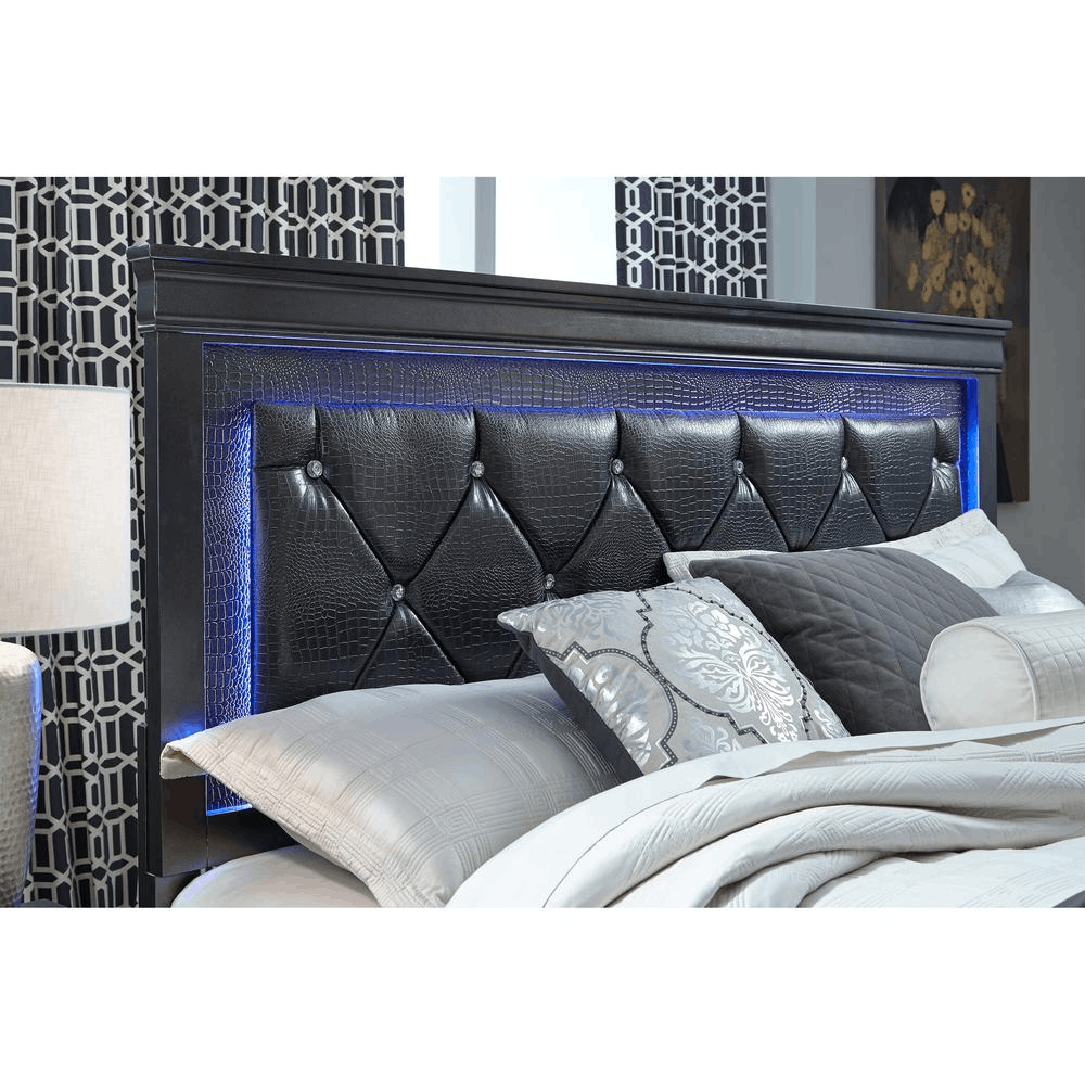 Pompei Metallic Grey Queen Bed Group With Led,