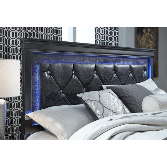 Pompei Metallic Grey Queen Bed Group With Led 