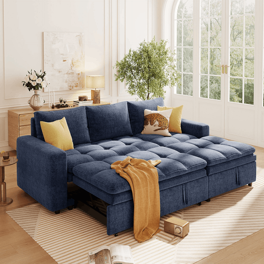 Soft Upholstered Sectional Sofa Bed with Storage Space, Suitable for Living Rooms and Apartments. 