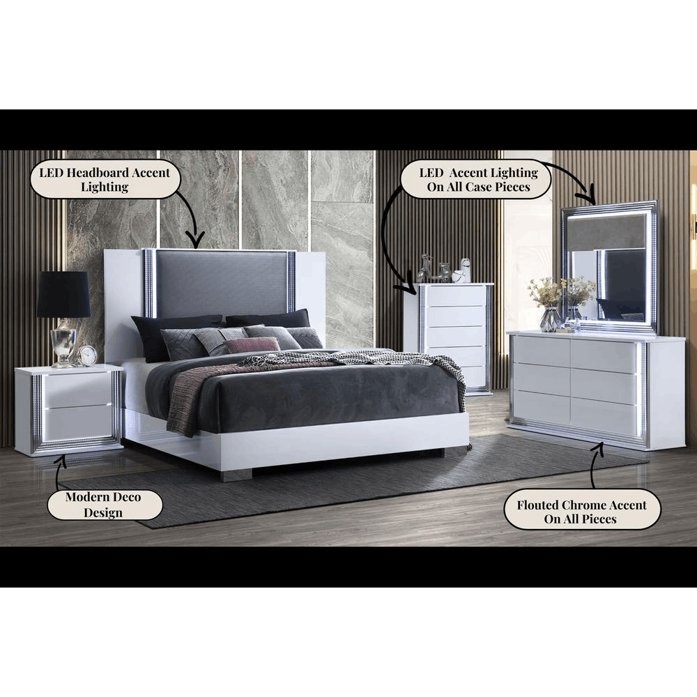 Ylime Smooth White King Bed Group 