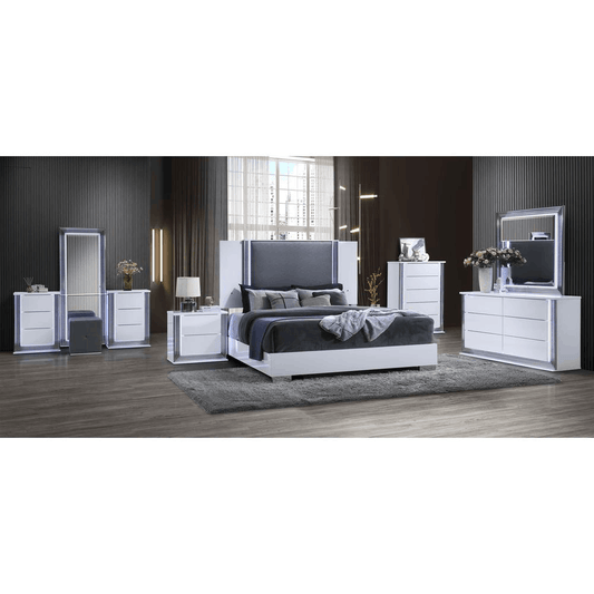 Ylime Smooth White King Bed Group 