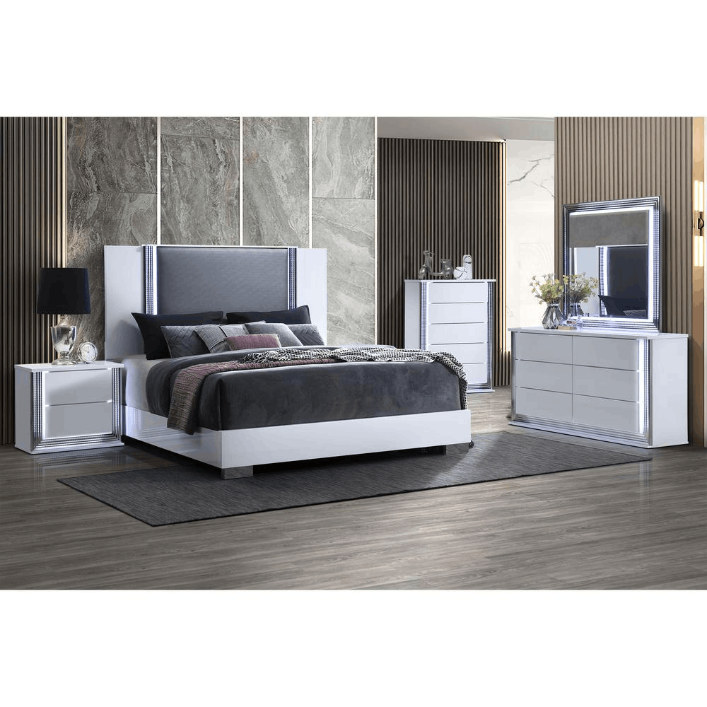 Ylime Smooth White King Bed Group 