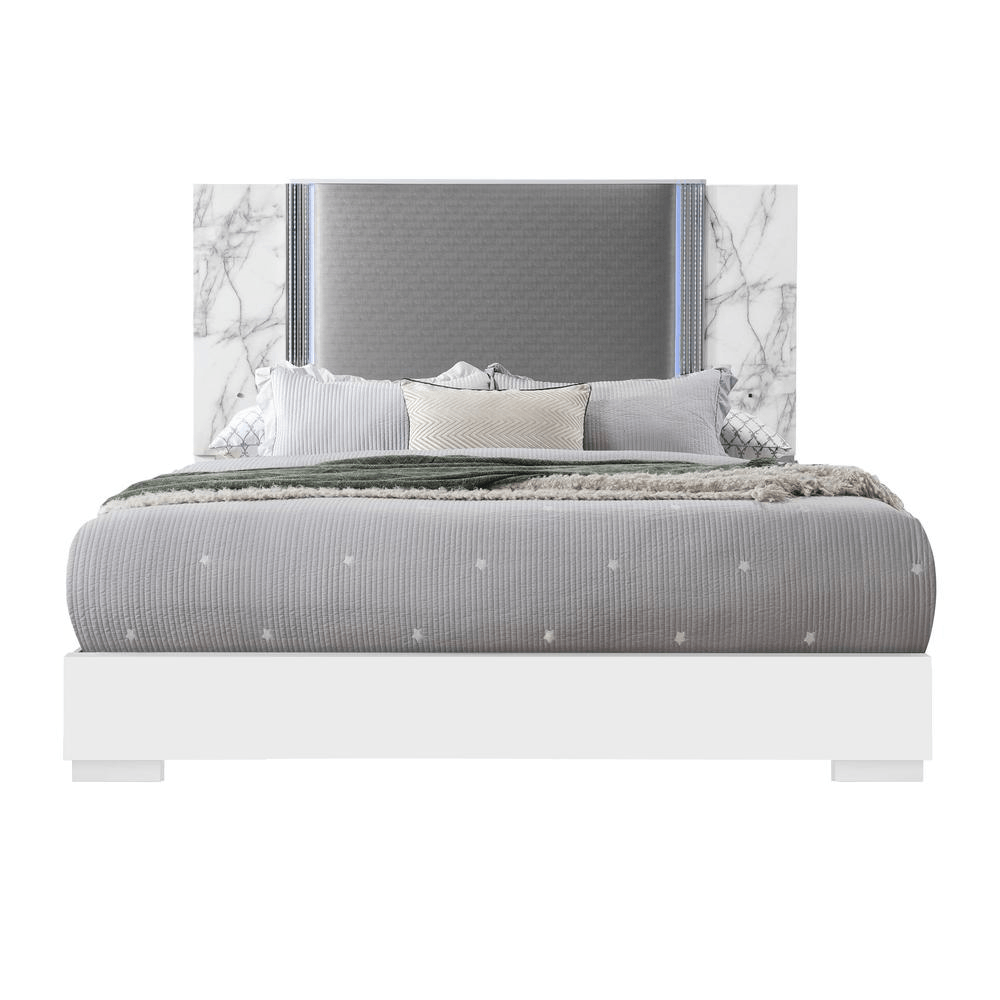 Ylime White Marble King Bed Group 