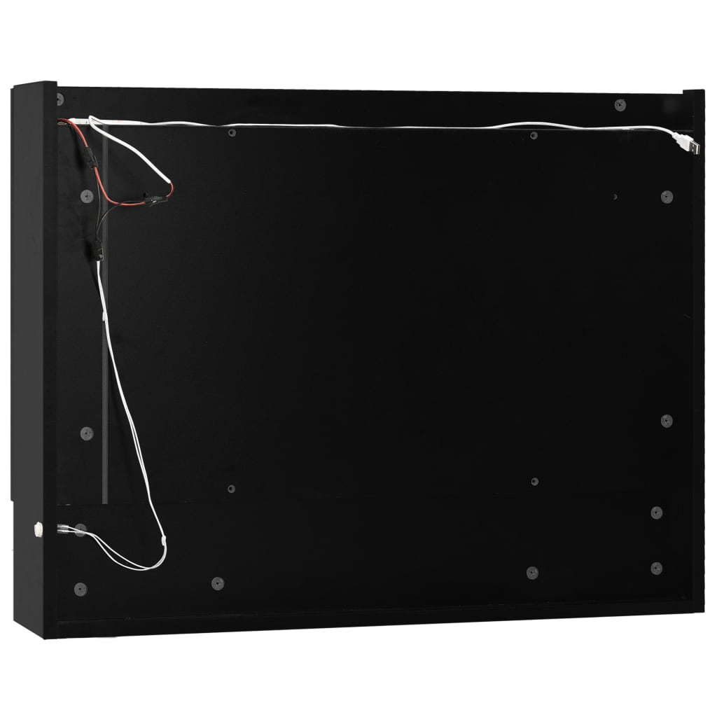 vidaXL LED Bathroom Mirror Cabinet Black 31.5"x5.9"x23.6" MDF 