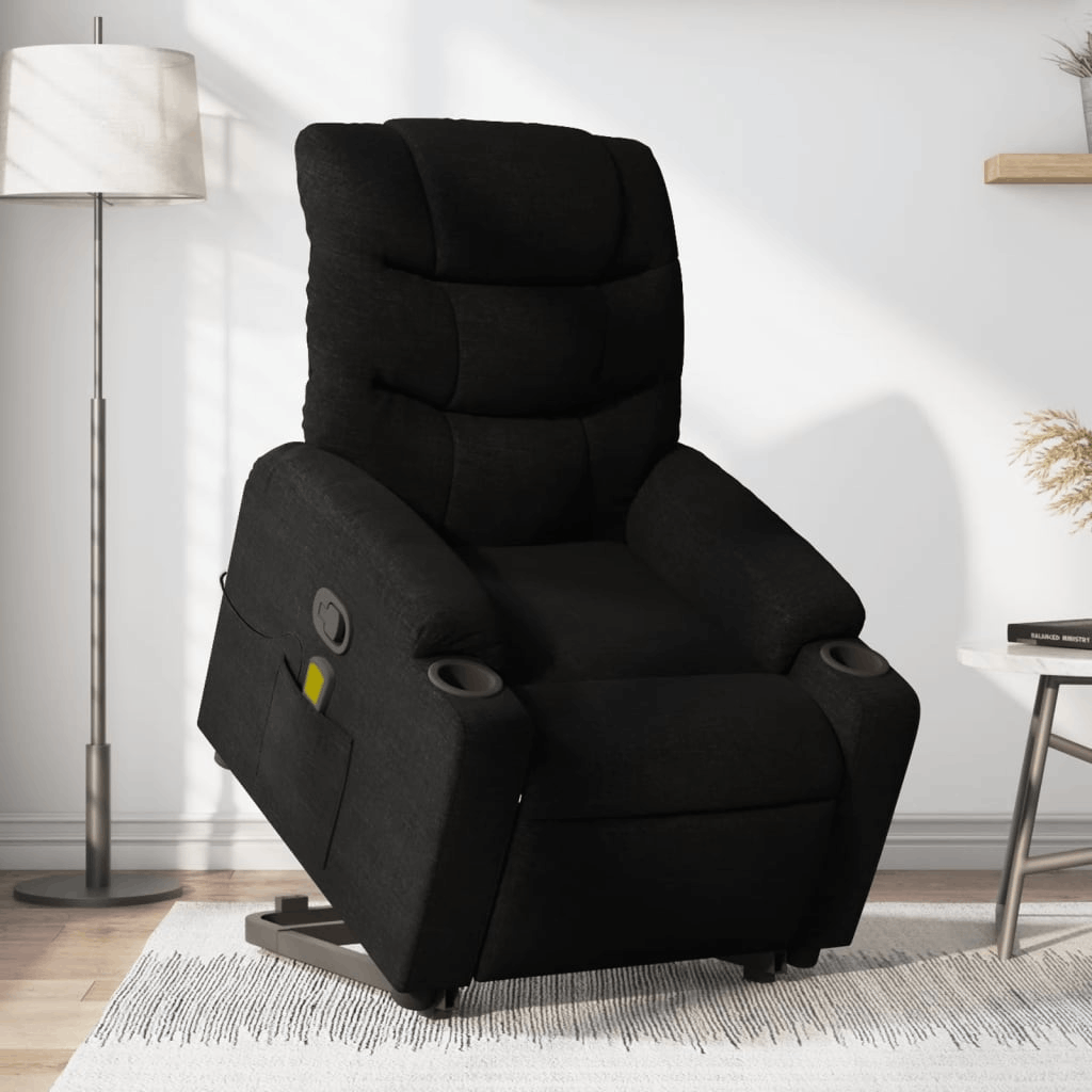 vidaXL Stand up Massage Recliner Chair Black Fabric 